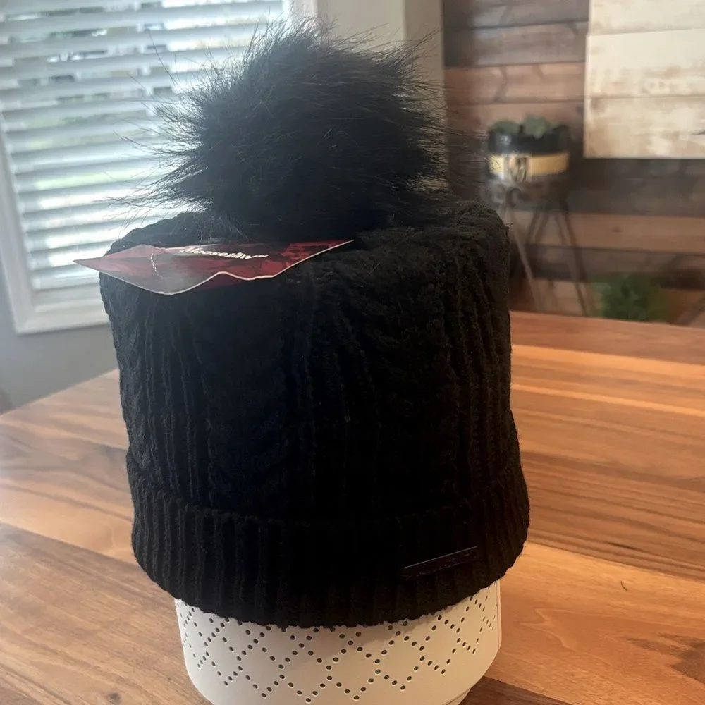NWT New Moosejaw Black Bells Whistles Pom Beanie Hat One Size